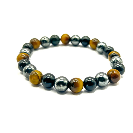 TIGER EYE, OBSIAN AND HEMATITE BRACELET